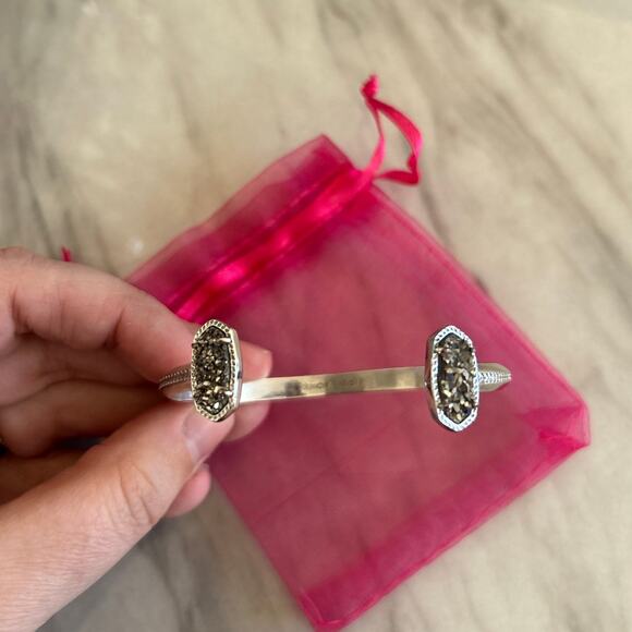 Kendra Scott Grey Drusy Stone Silver Cuff Bracelet - Picture 1 of 6